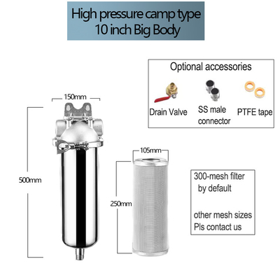 Filtratiesysteem van roestvrij staal voor zuivere smaak en gezondheid Toepasselijke waterdruk 0,1-0,8 MPa Gezuiverde waterstroom 15000L/H